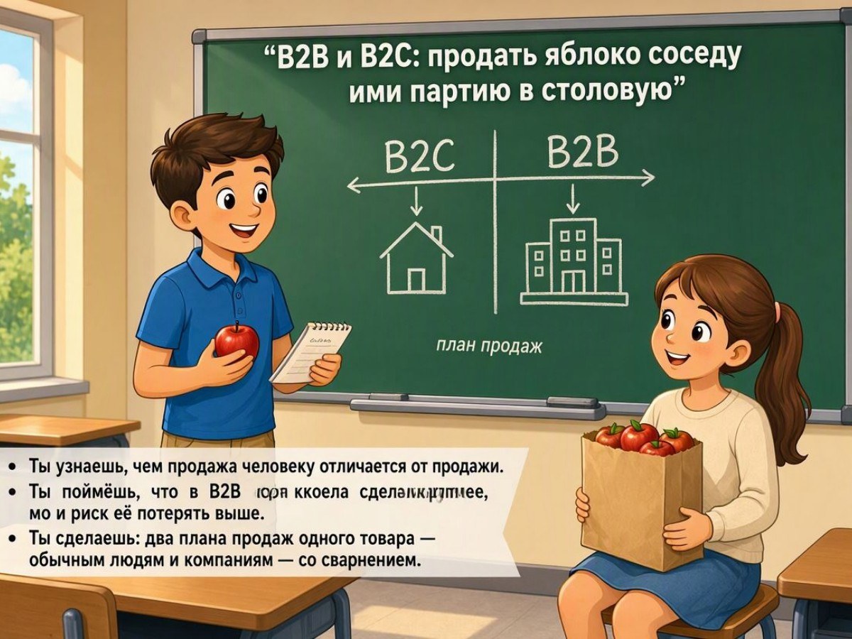 B2B и B2C: продать яблоко соседу или партию в столовую